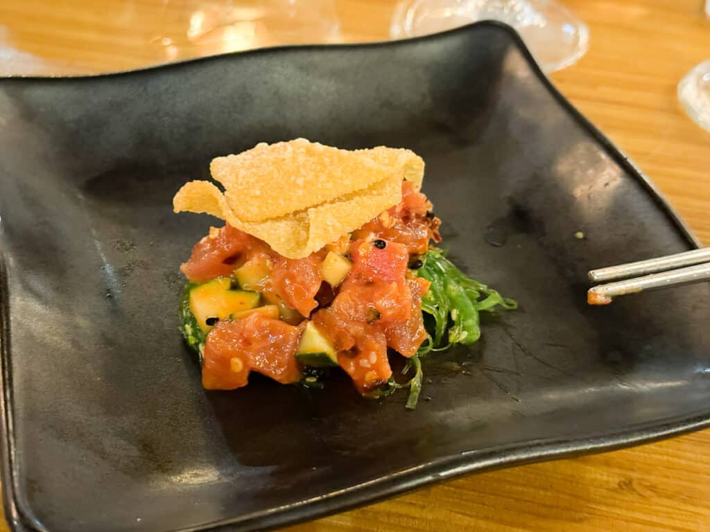 tuna poke appetizer at Silk