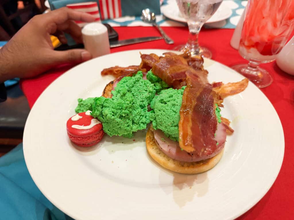 green eggs and ham at Dr Seuss breakfast
