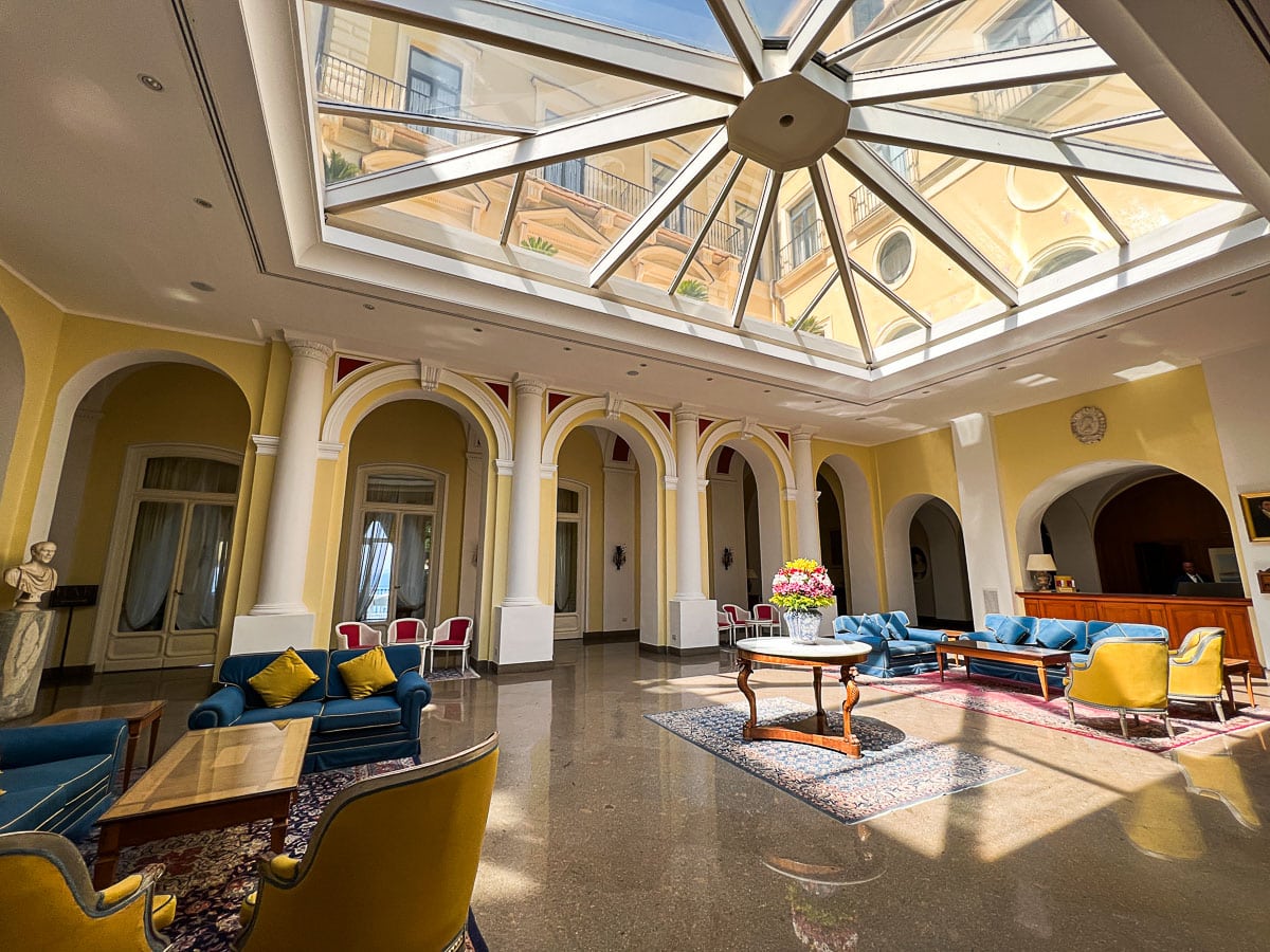 lobby of Imperial Hotel Tramontano in Sorrento