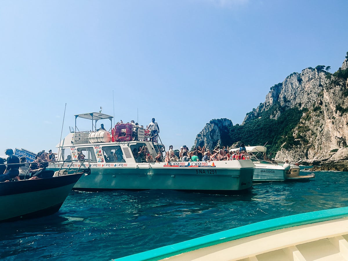 one of the crowded group tours in Capri