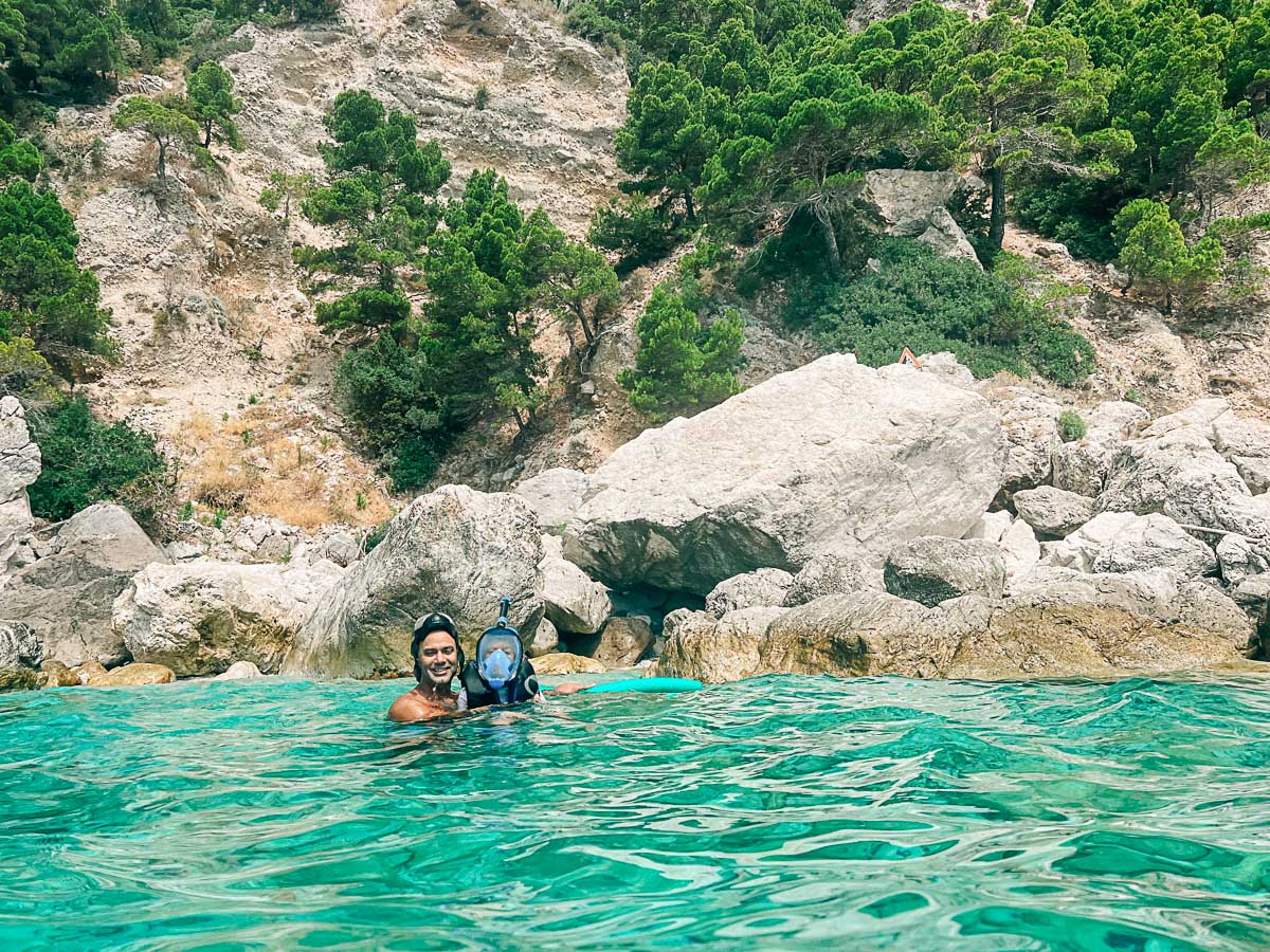 my family snorkeling in Capri