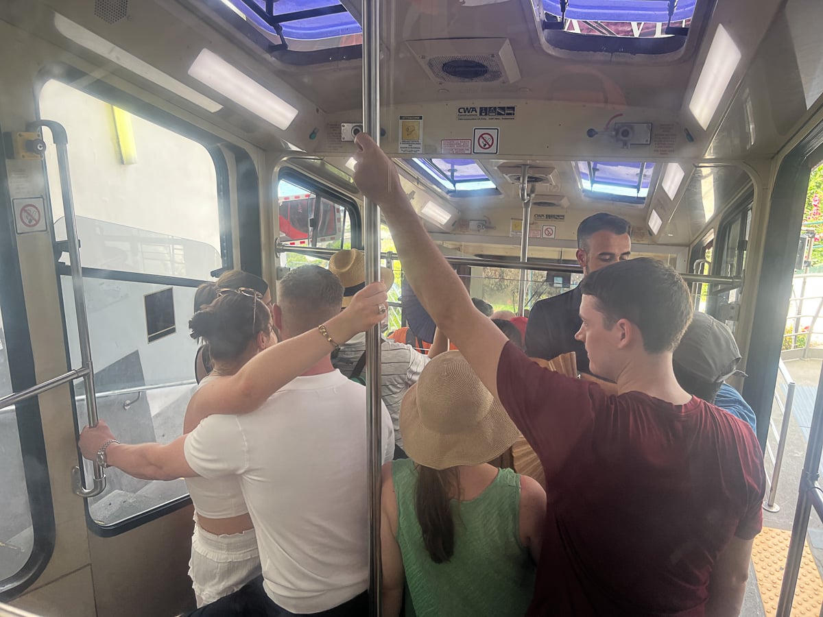 inside the funicular on Capri island