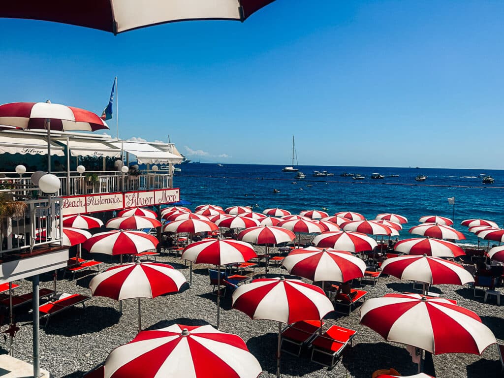colorful beach umbrellas in Amalfi
