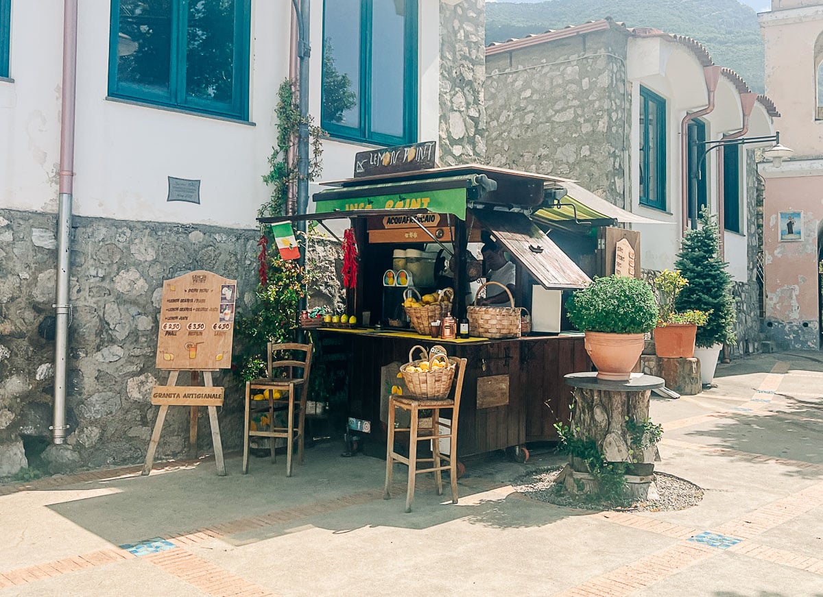 lemon granita stand at the end of the path of the gods