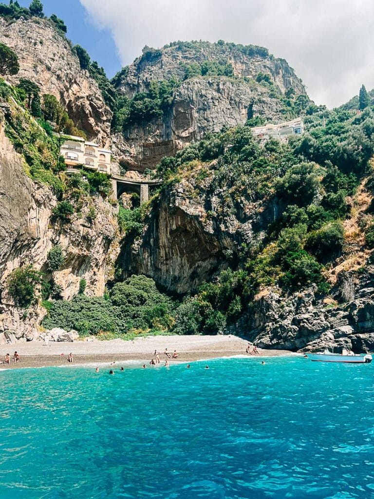 stopping at a beach on our Amalfi Coast boat trip