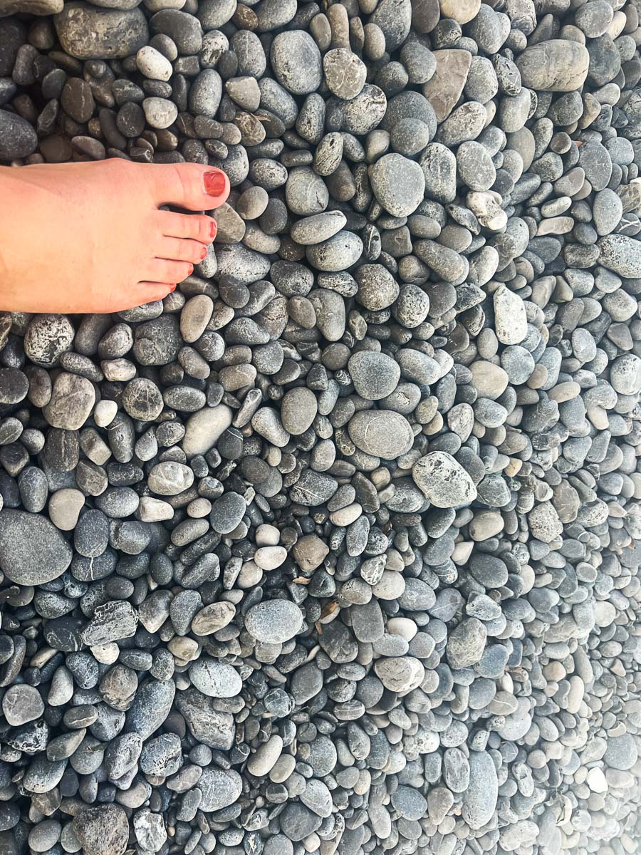 my feet on the rocks in Positano