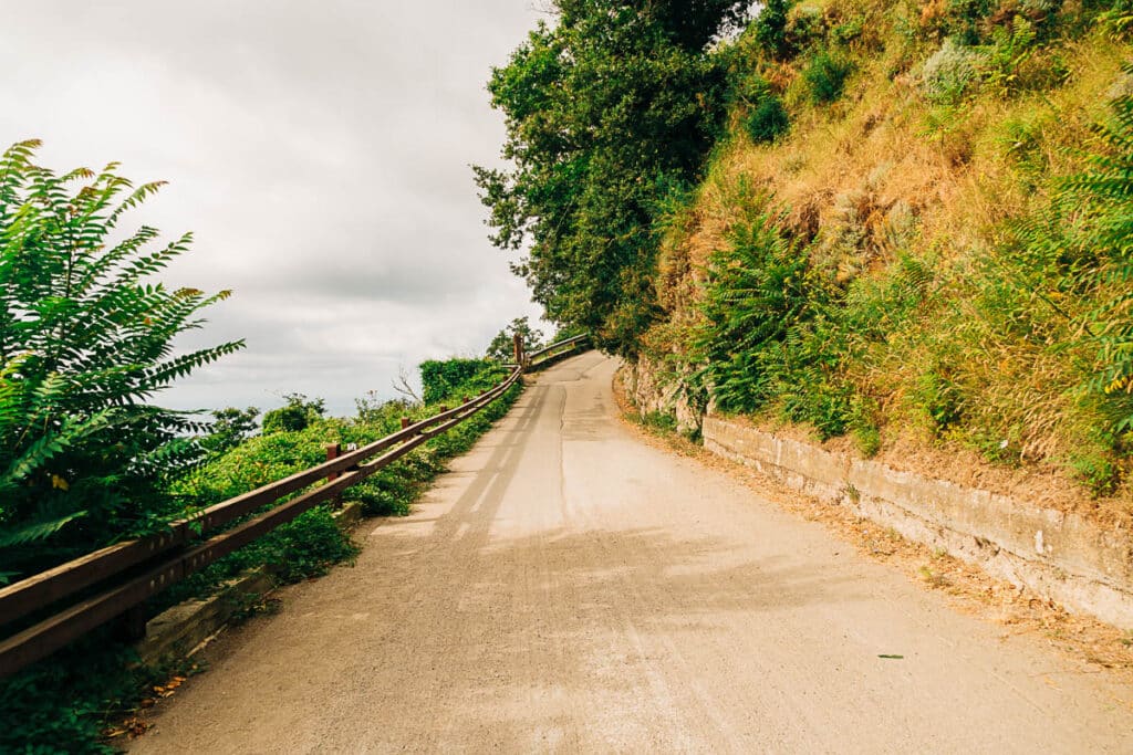 road leading to the Path of Gods trailhead in Bomerano