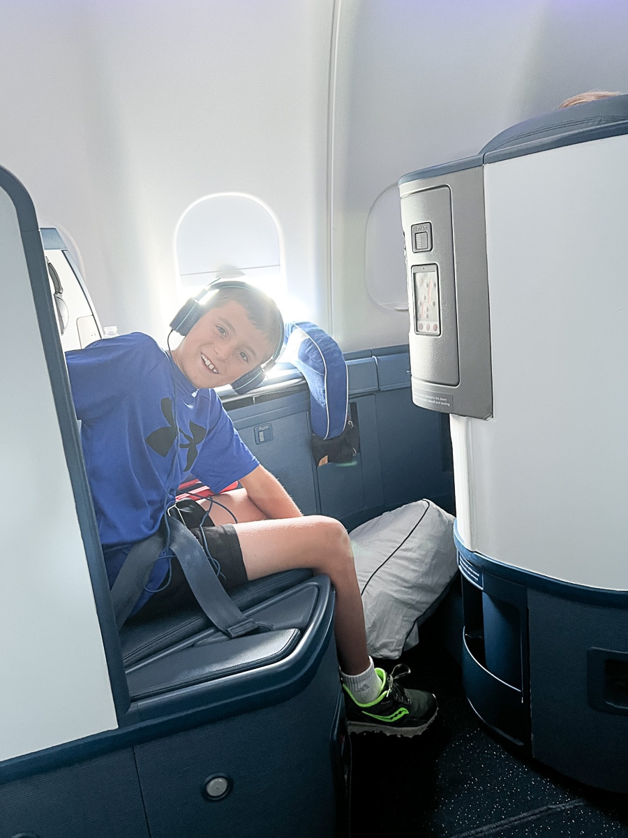 my son in Delta One business class to Italy