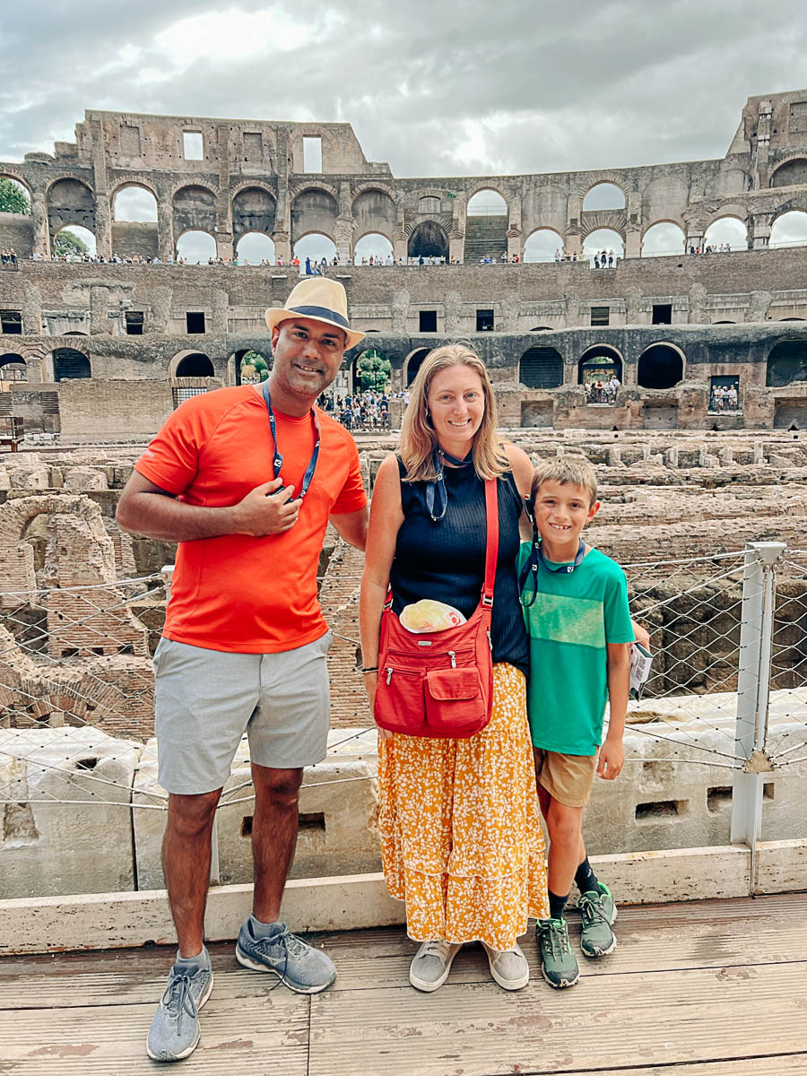 me and my family at the colosseum in Rome