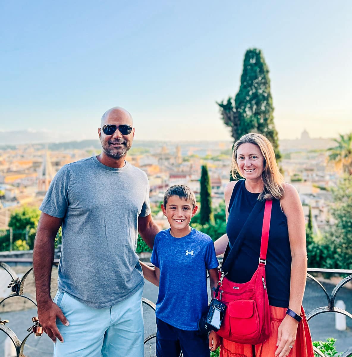 my family with Rome in the background