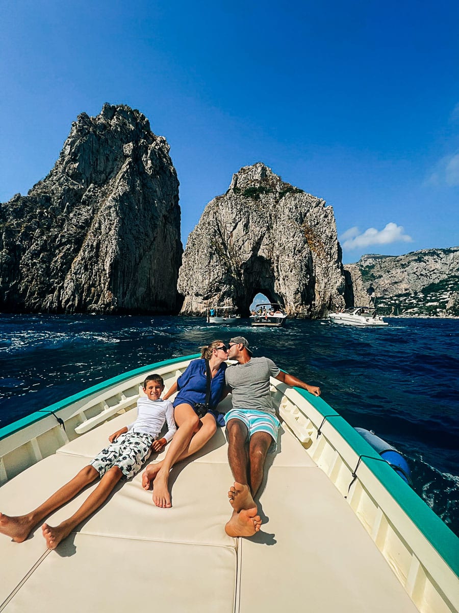 our family on our boat tour in Capri
