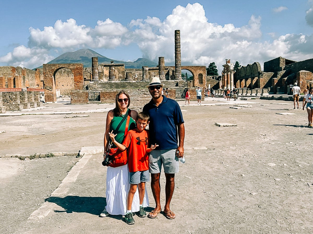 my family on our visit to pompeii