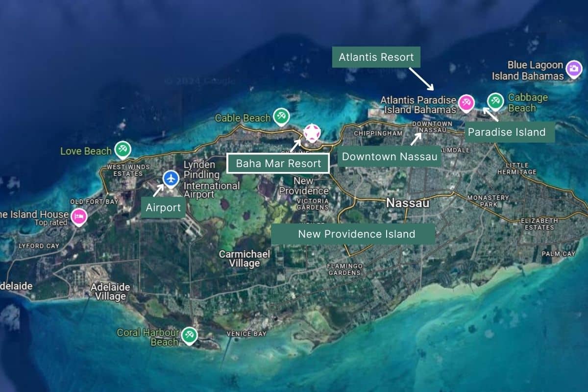 map of Baha Mar resort and surrounding area