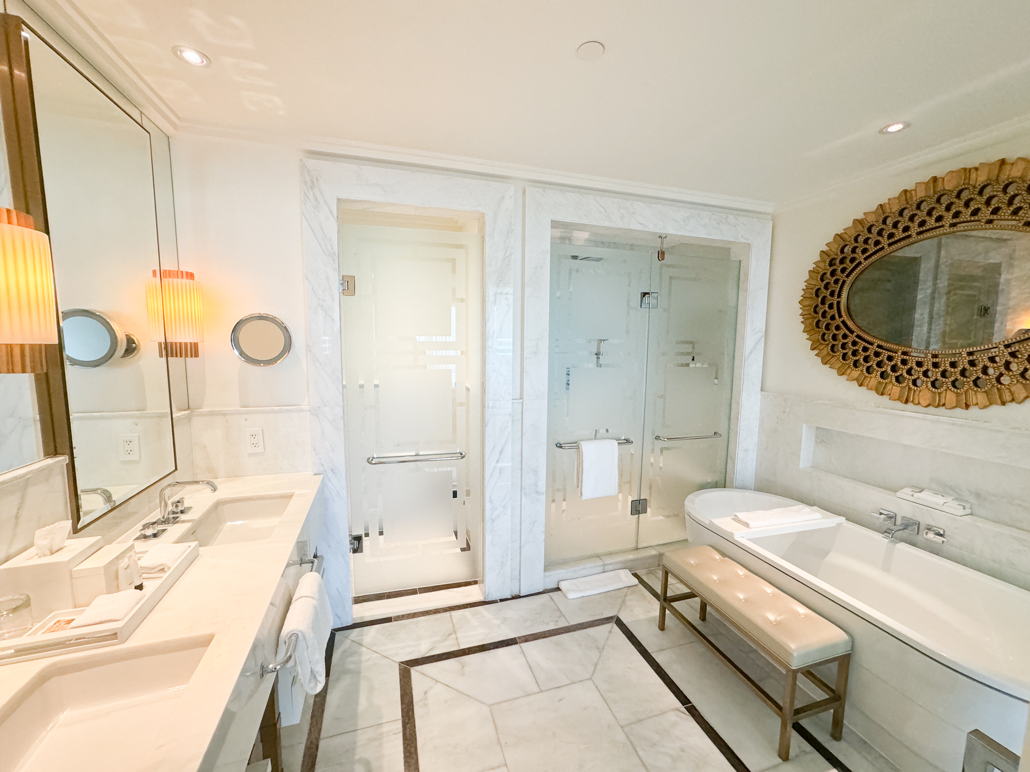 the bathroom in our suite at the Grand Hyatt Reserve in Baha Mar