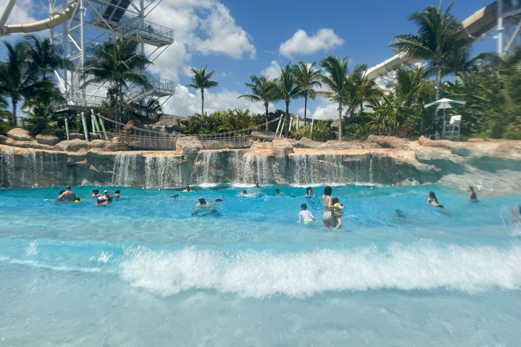 us in the wave pool at Baha Mar