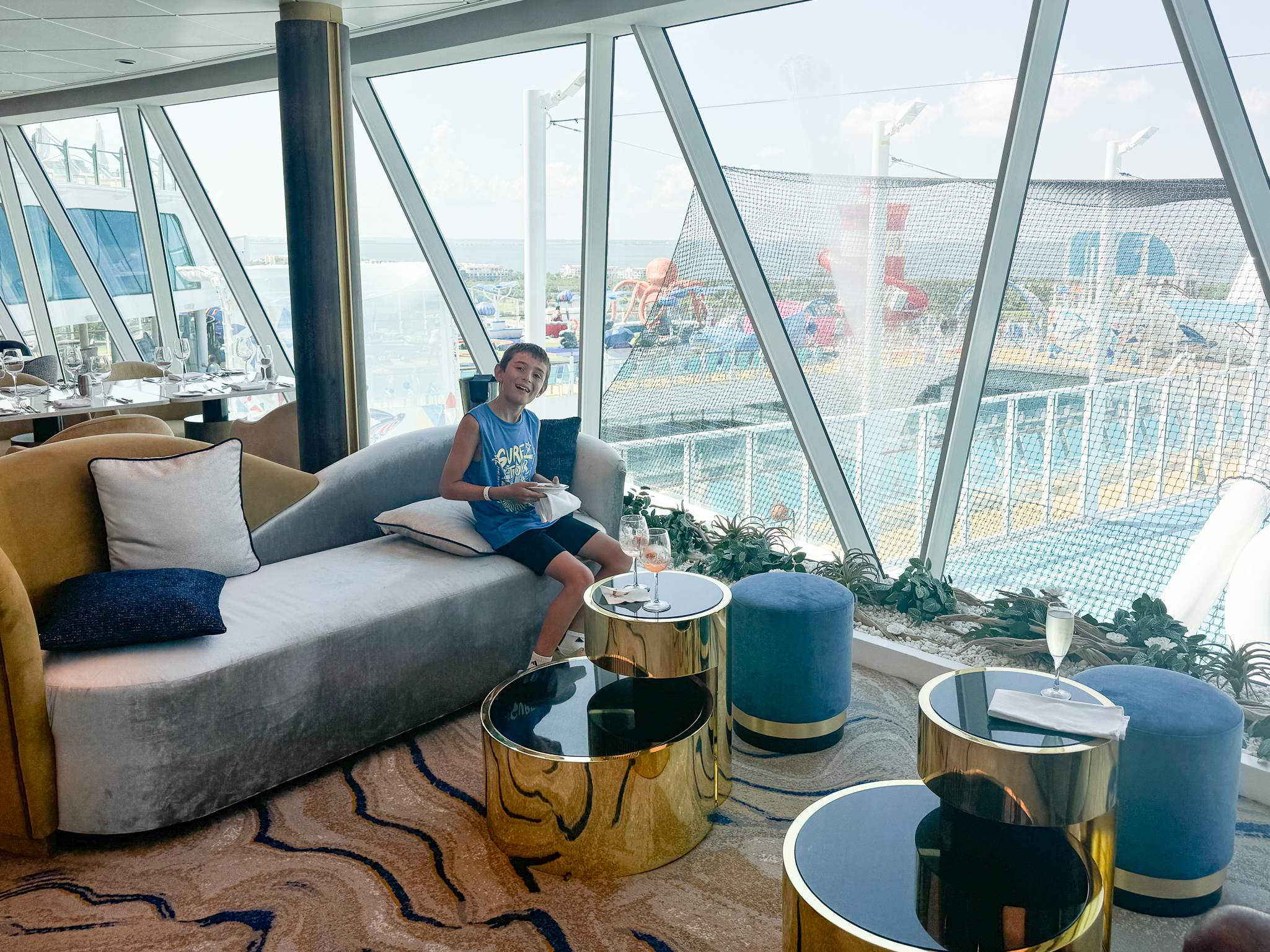 my son in the suite lounge on Utopia 