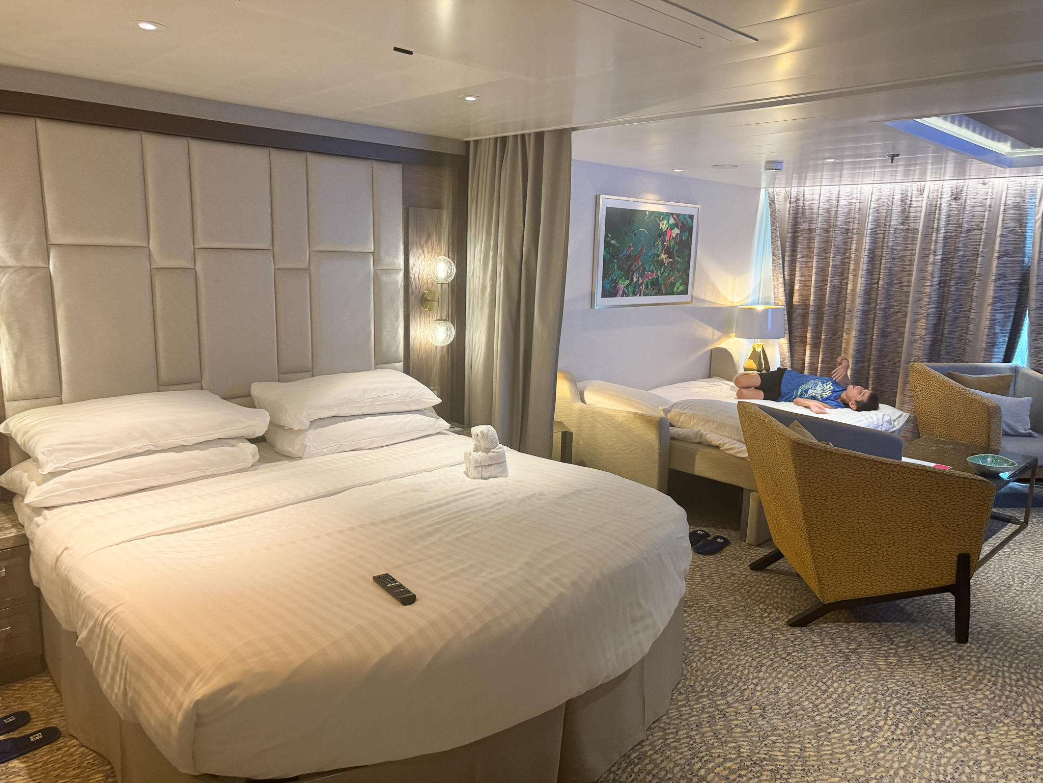 our grand suite with the sofa bed pulled out