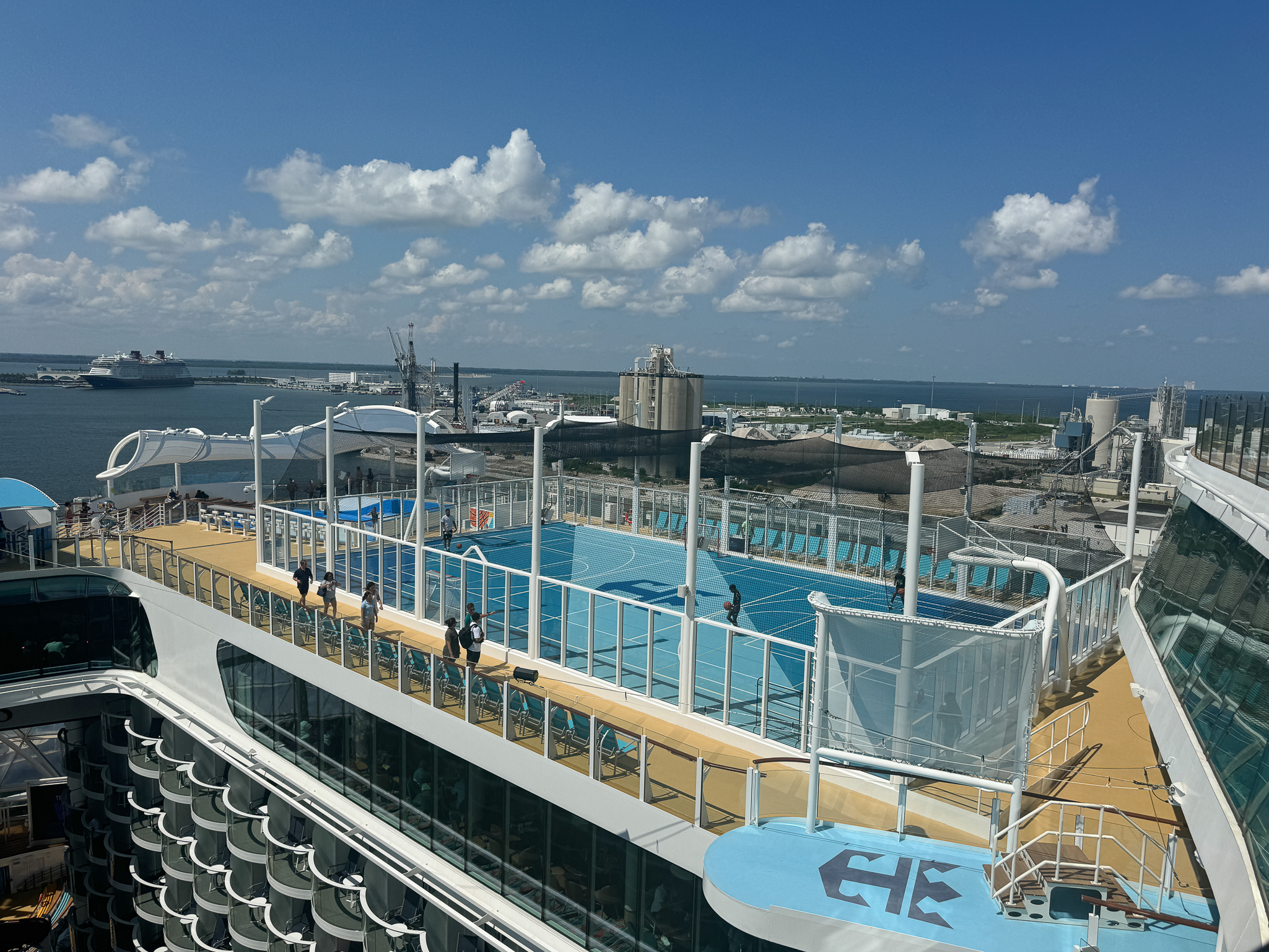 aerial view of the sports court on Utopia of the Seas