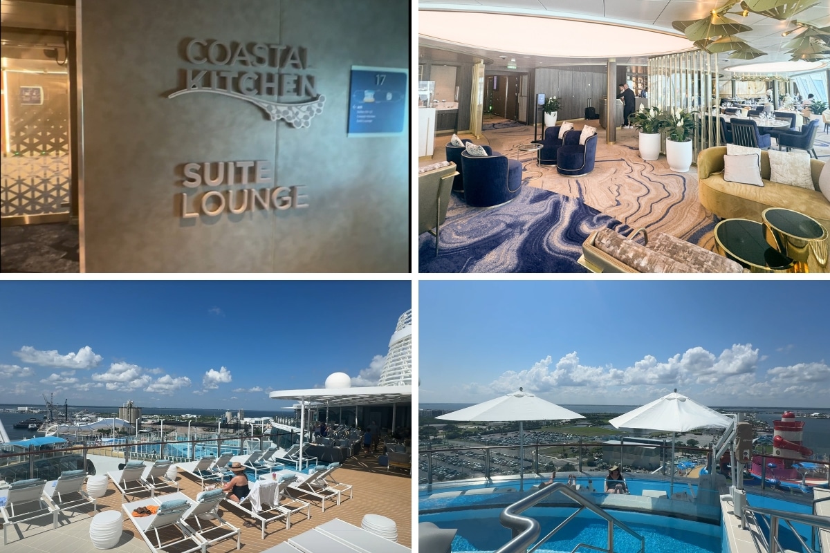 collage of my photos of the suite areas on Utopia of the Seas