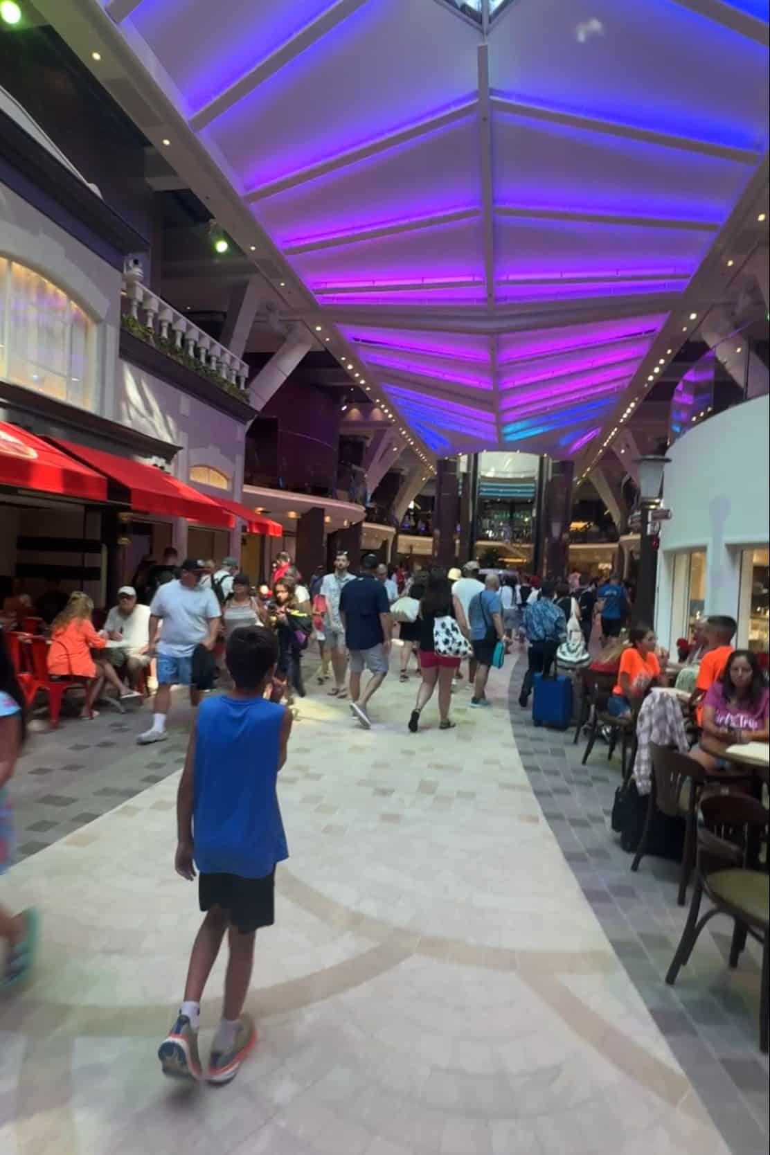 walking down the promenade on Utopia of the Seas