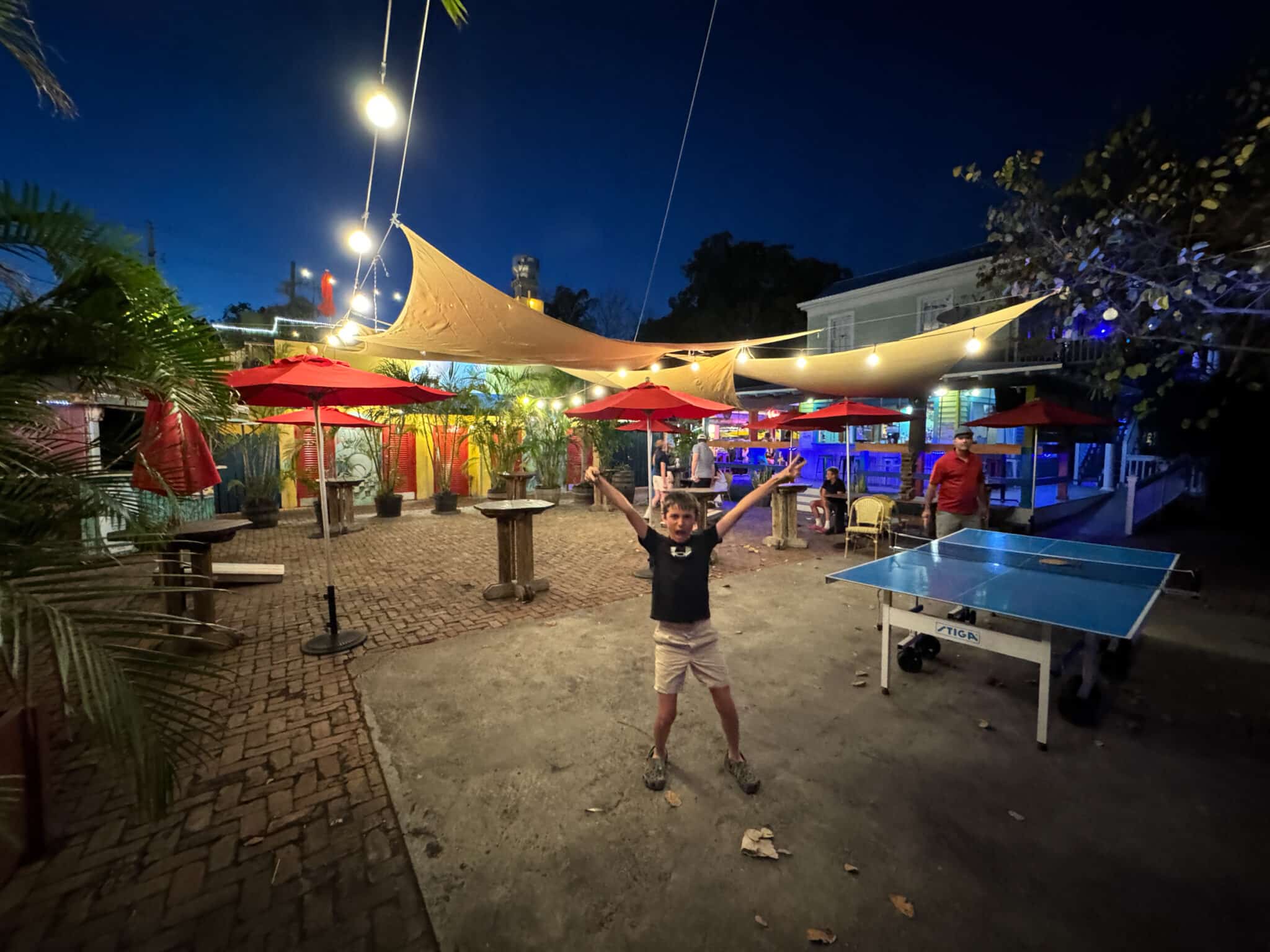 my son playing yard games at Ram's Head Southernmost