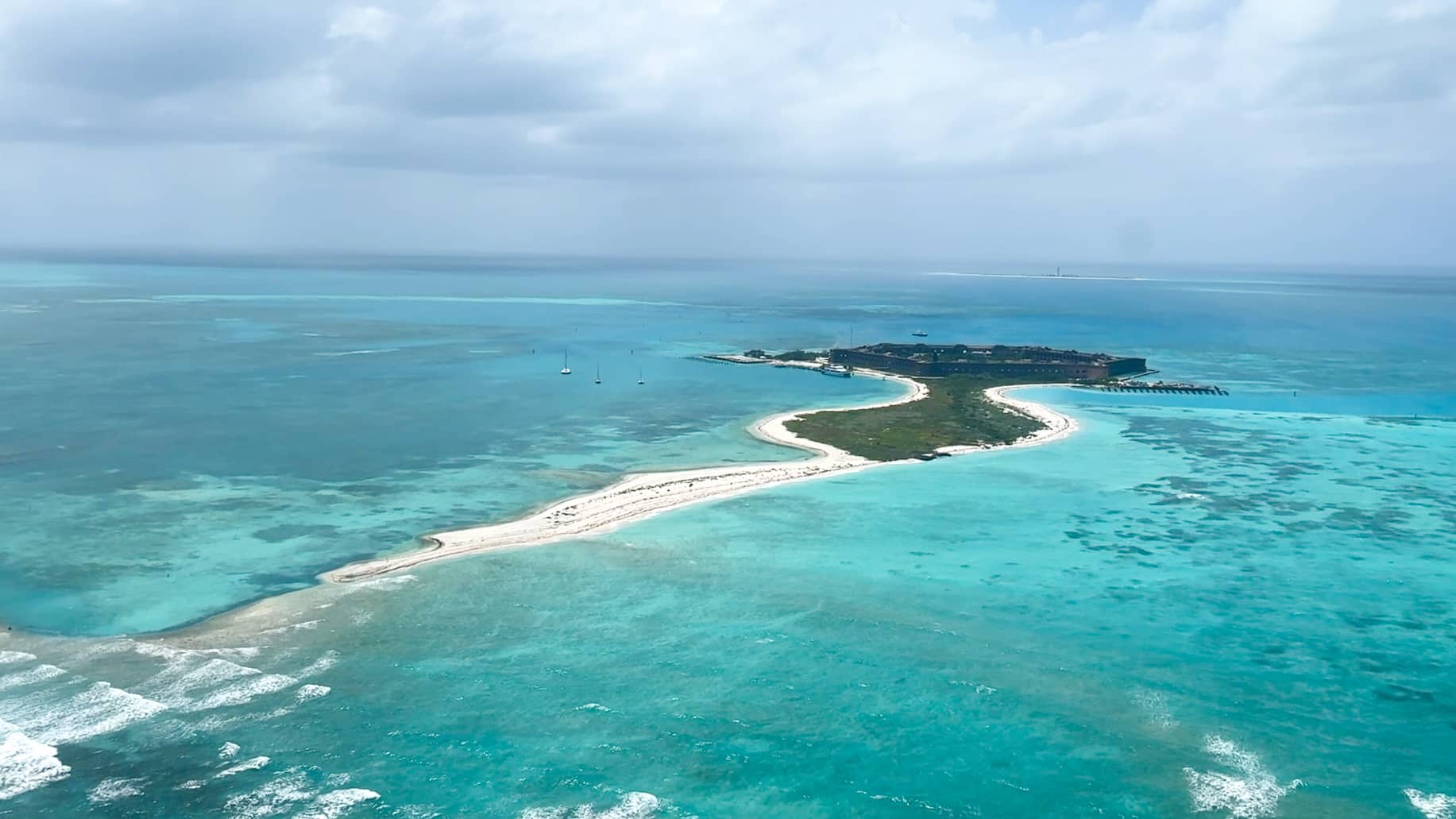 view of Dry Tortugas from the seaplane