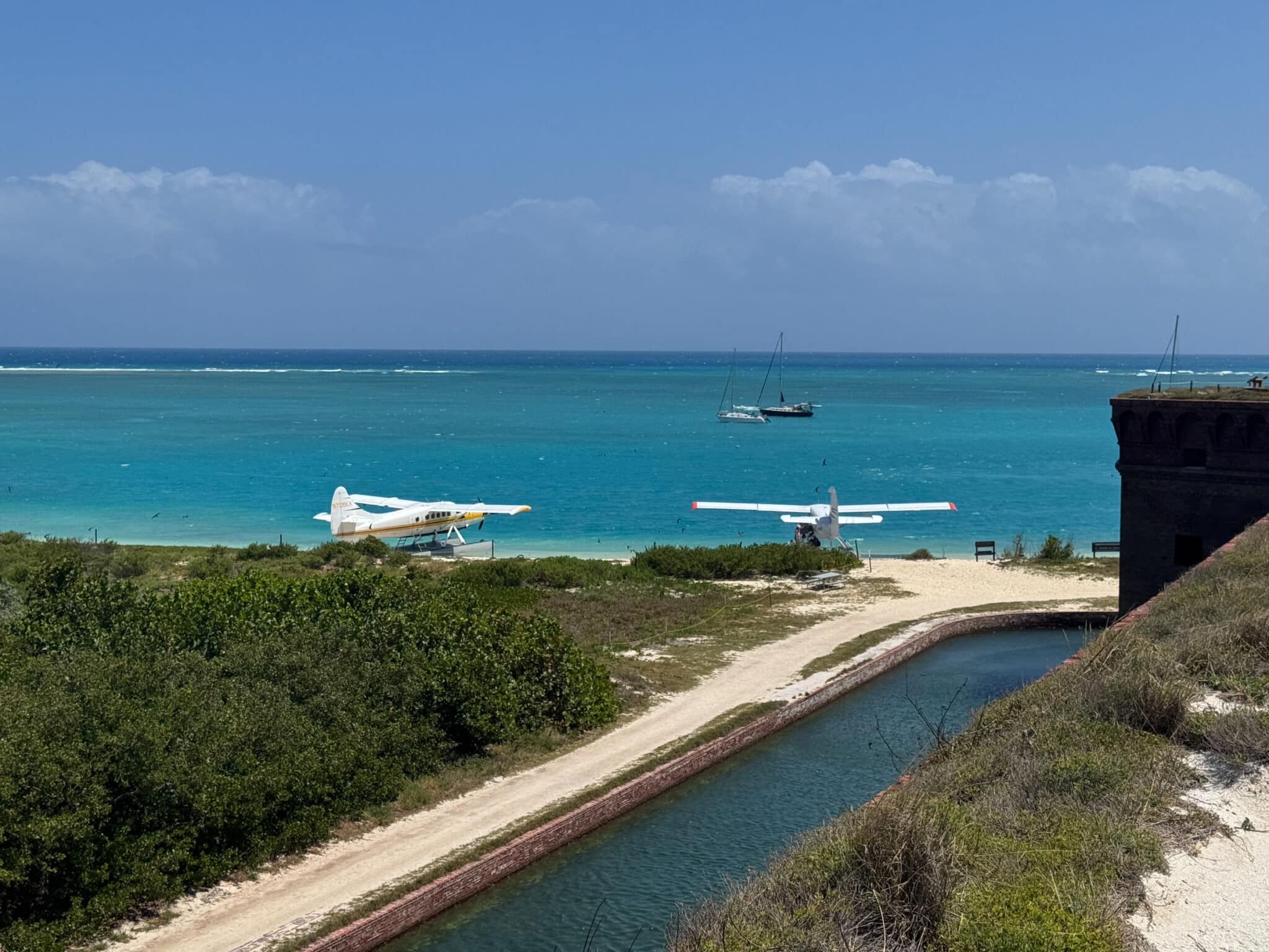 the two seaplanes on the beach at Dry Tortugas