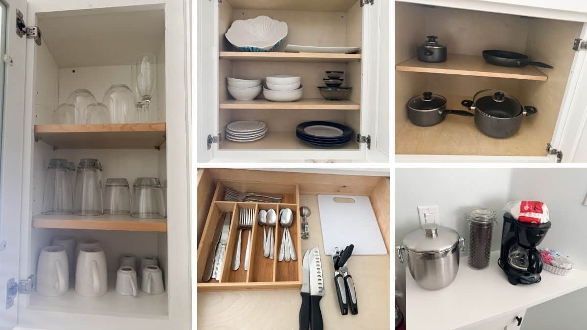 everything inside the cabinets at the Duval Suite kitchen
