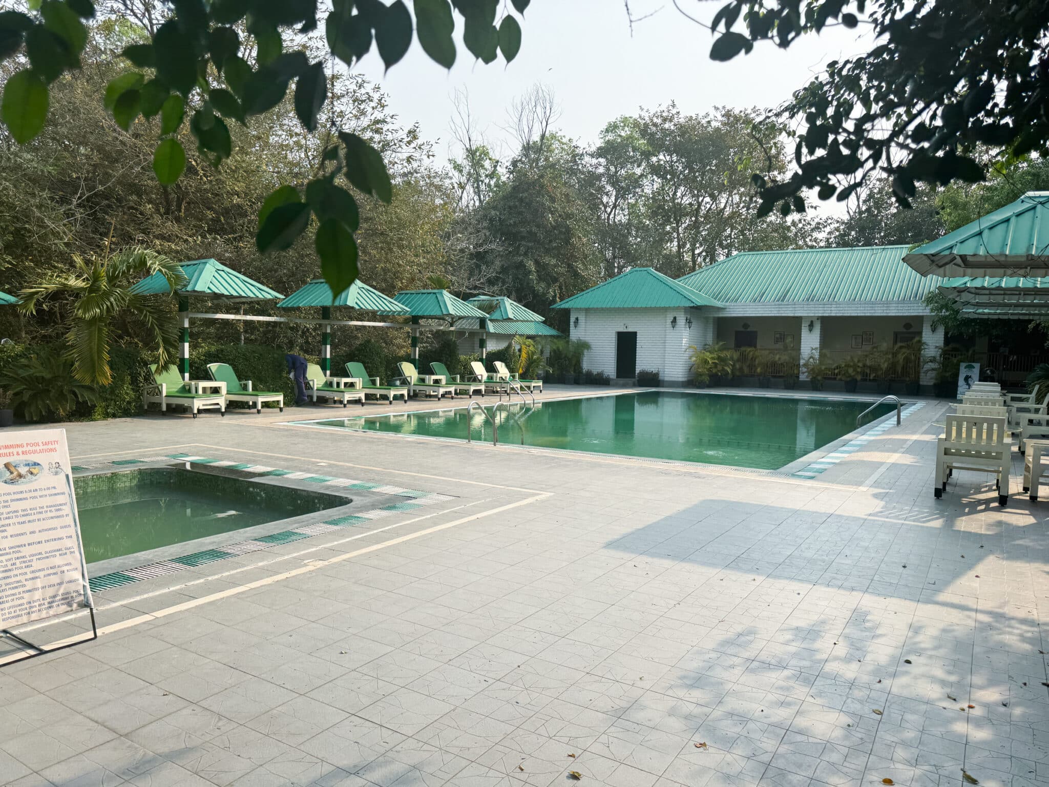 the pool at Hotel Borgos in Kaziranga