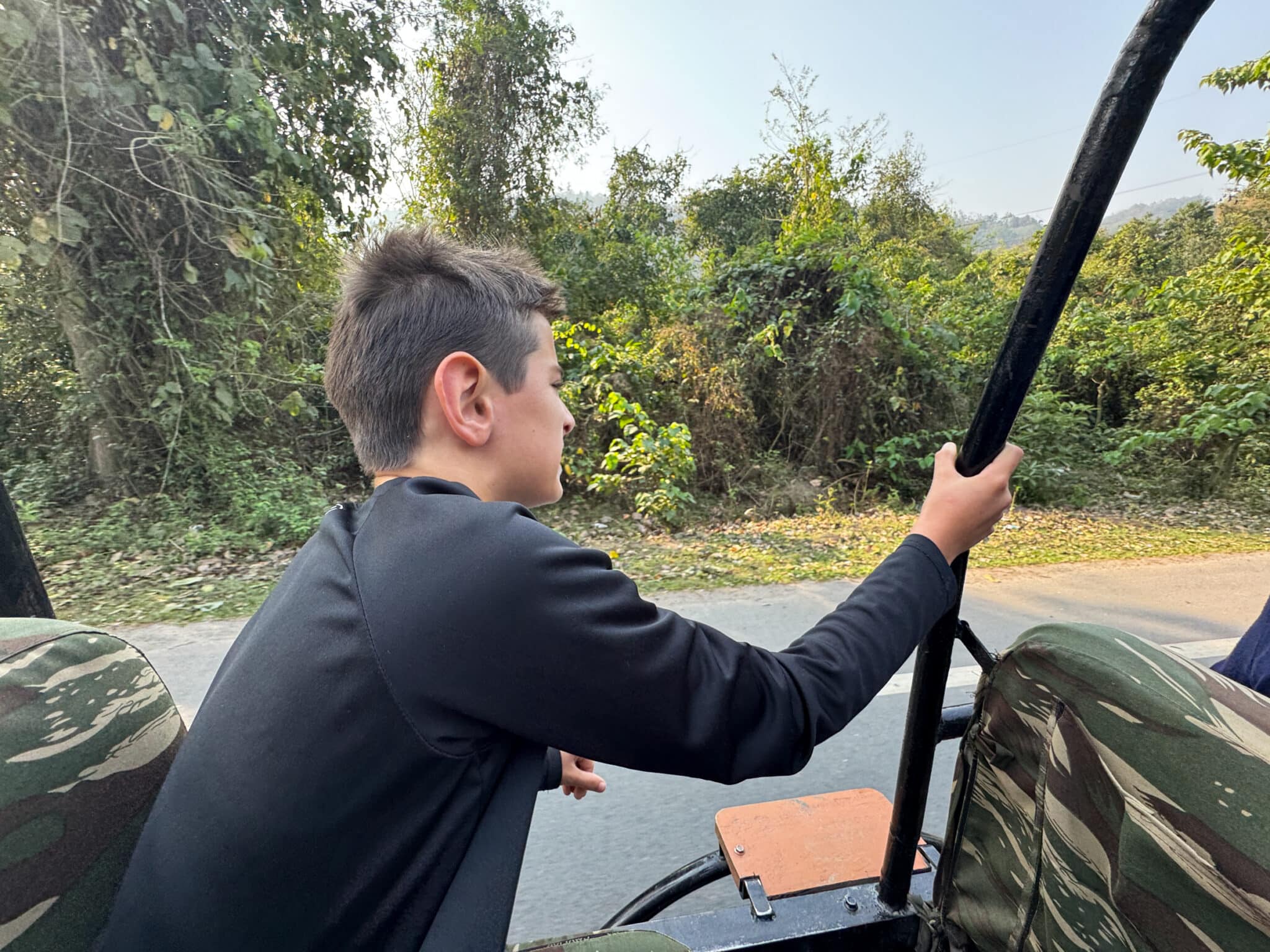 my son enjoying the safari jeep ride