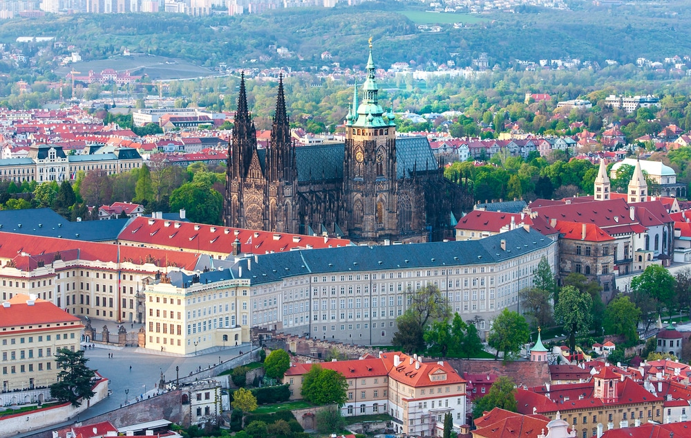 Prague Castle complex and the gothic St. Vitus Cathedral