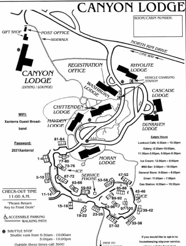 map of Canyon Lodge area at Yellowstone