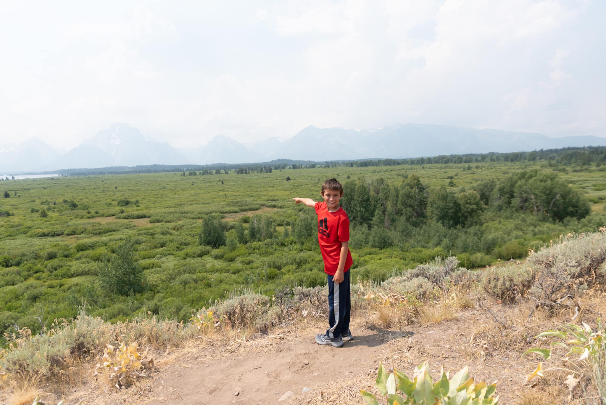 my son at the top of Lunch Tree Hill by Jackson Lake Lodge