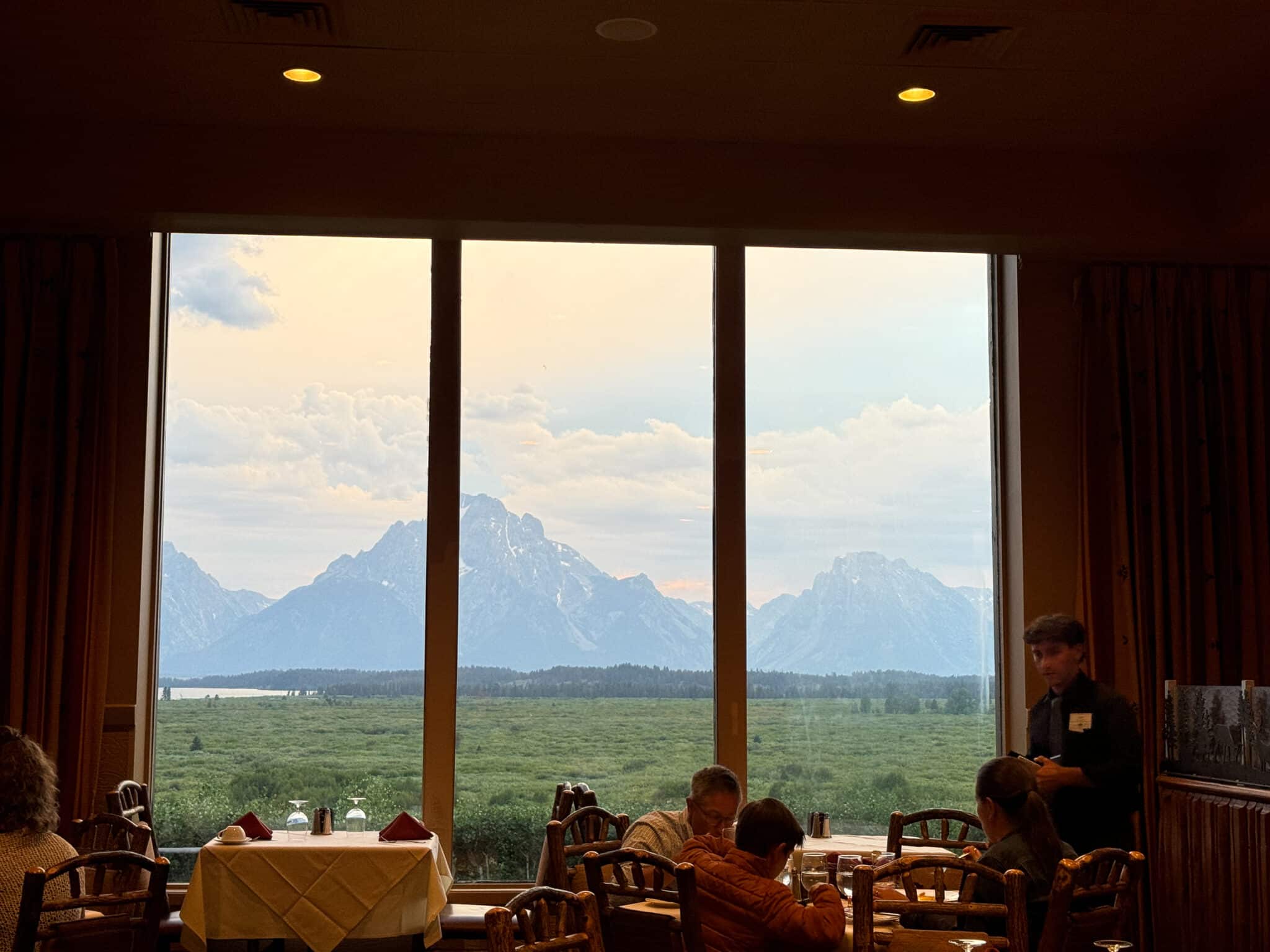 view from the Mural Room at Jackson Lake Lodge
