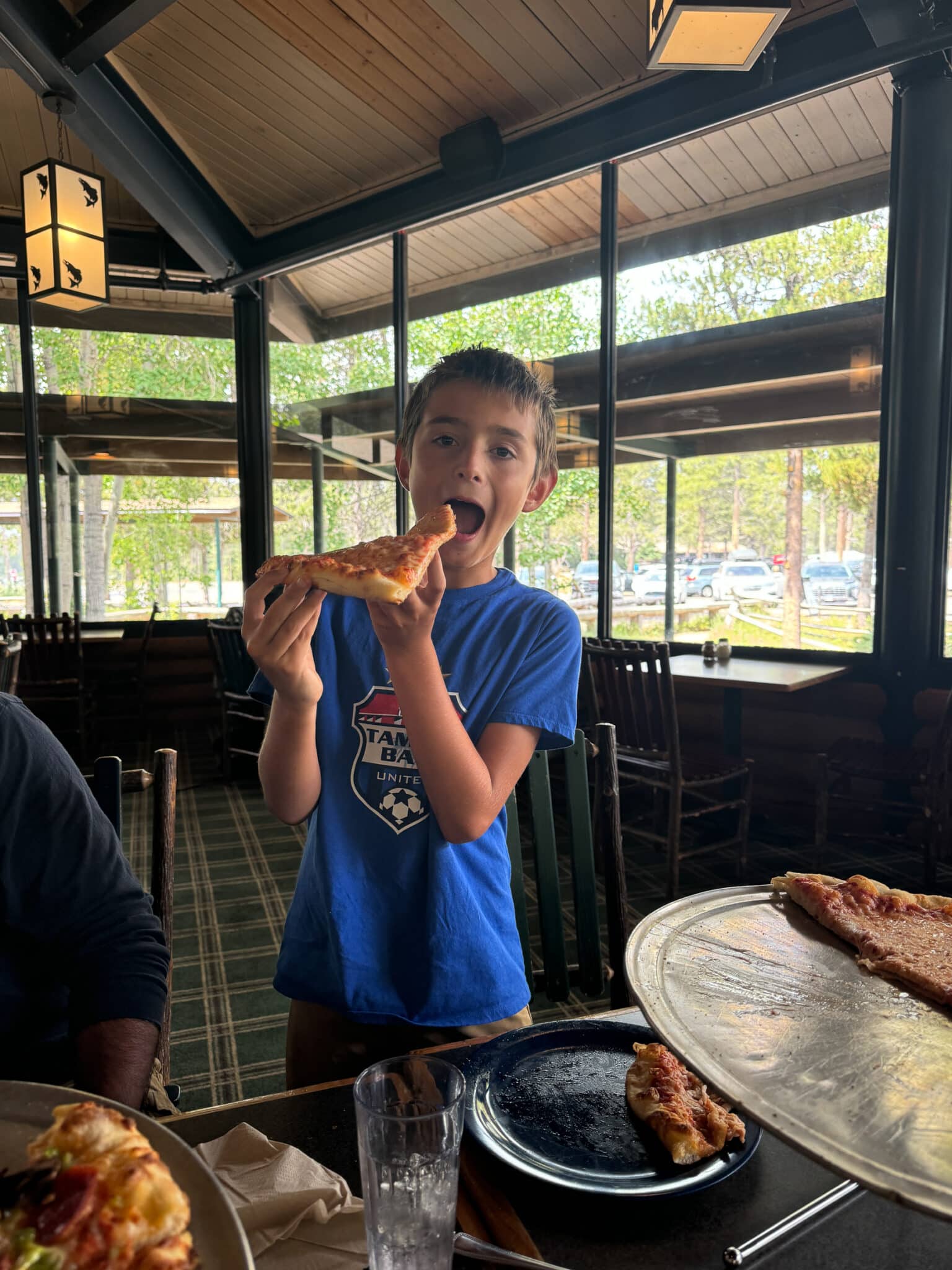 eating at the pizzeria at Colter Bay