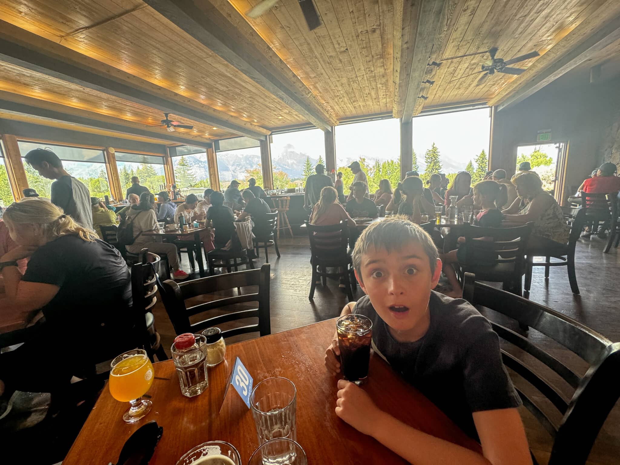 my son eating pizza at Dornan's