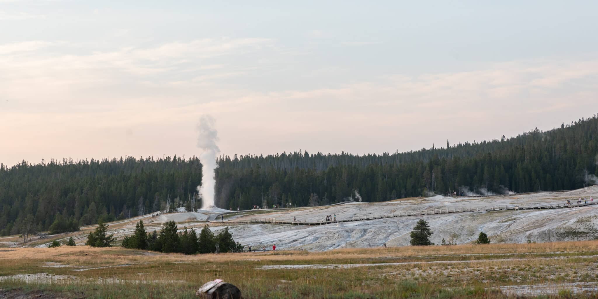 Boardwalk in the Upper Geyser Basin at Yellowstone