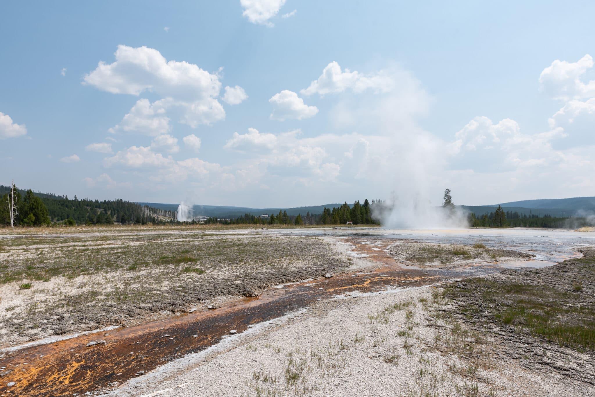 double eruption of Daisy and Grand geysers in the Upper Geyser Basin at Yellowstone