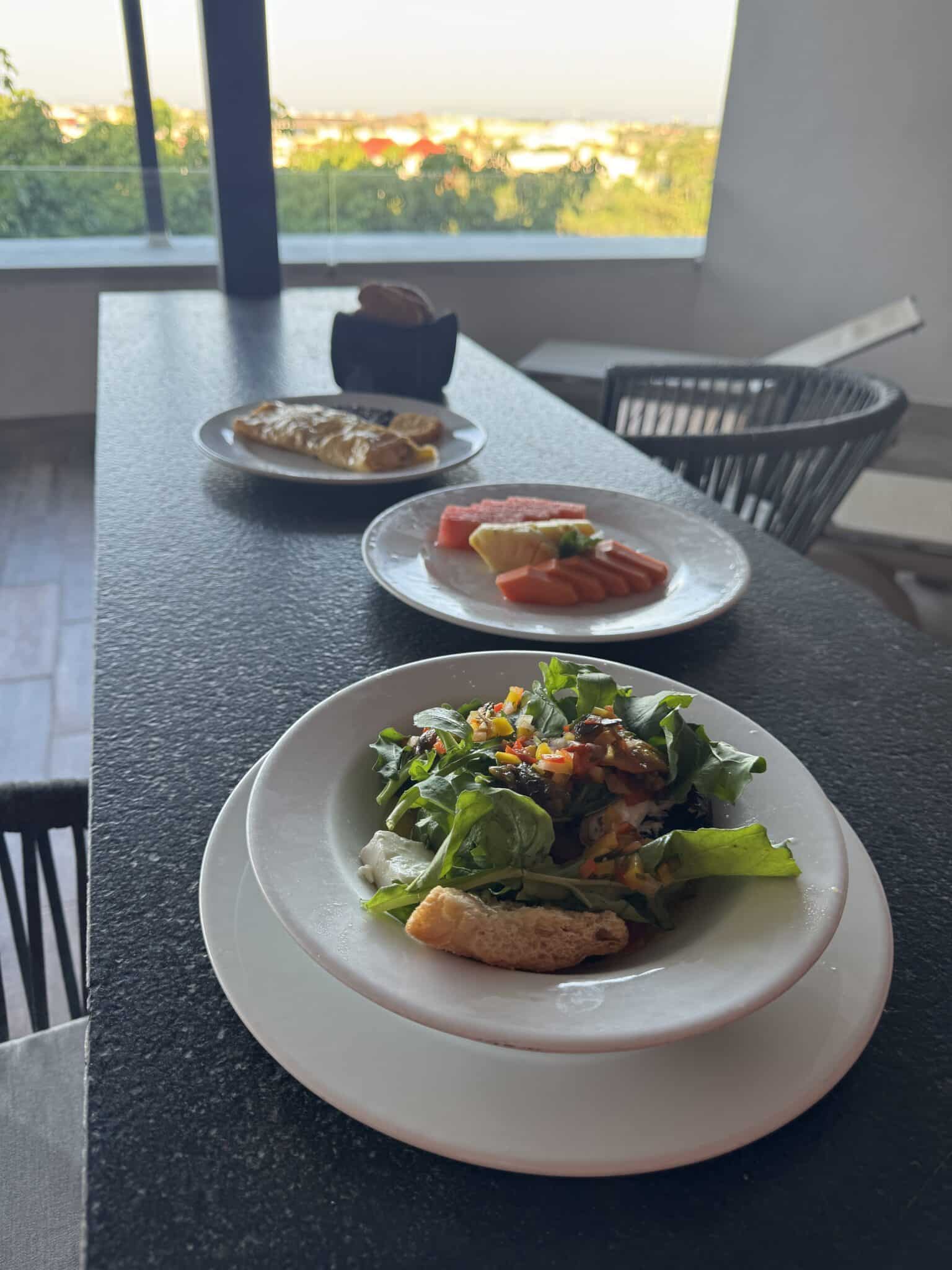 our room service breakfast on our Sky Terrace