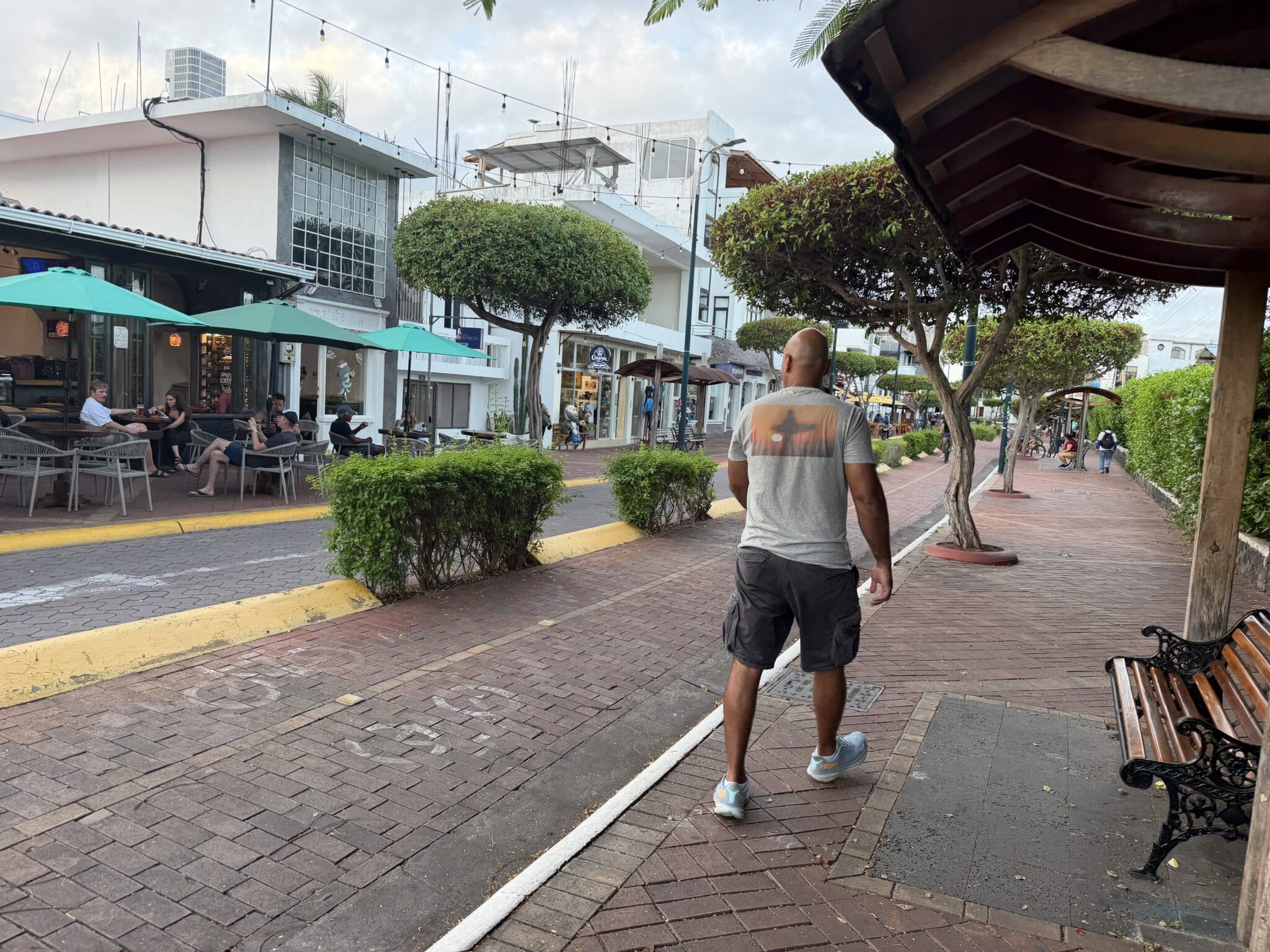 my husband walking in Puerto Ayora in the Galapagos
