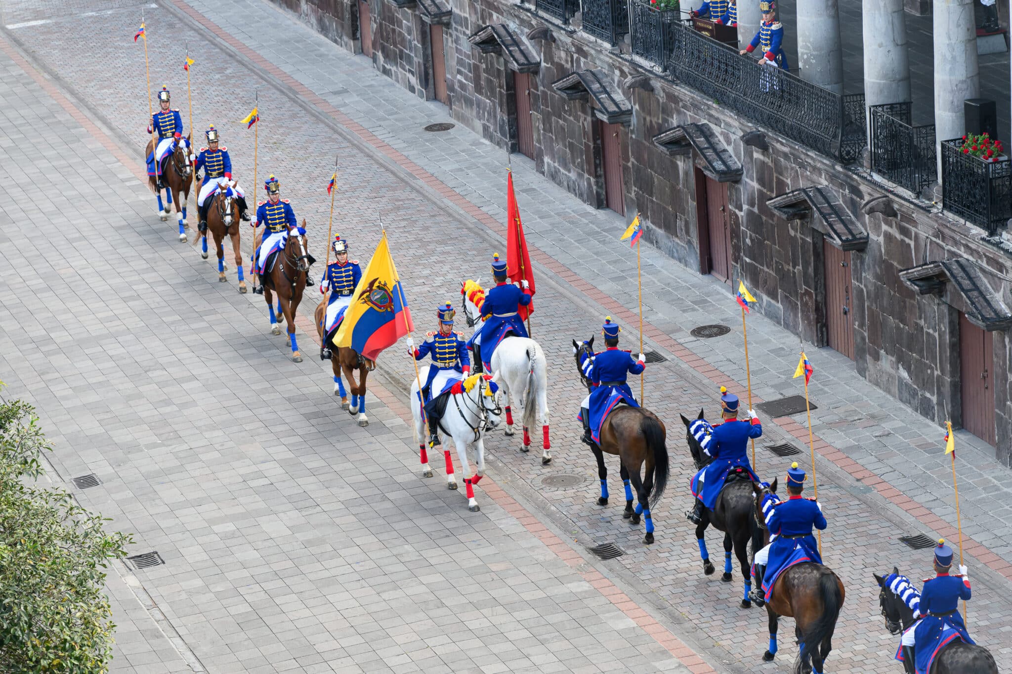 changing of the guard at the presidential palace in QUito