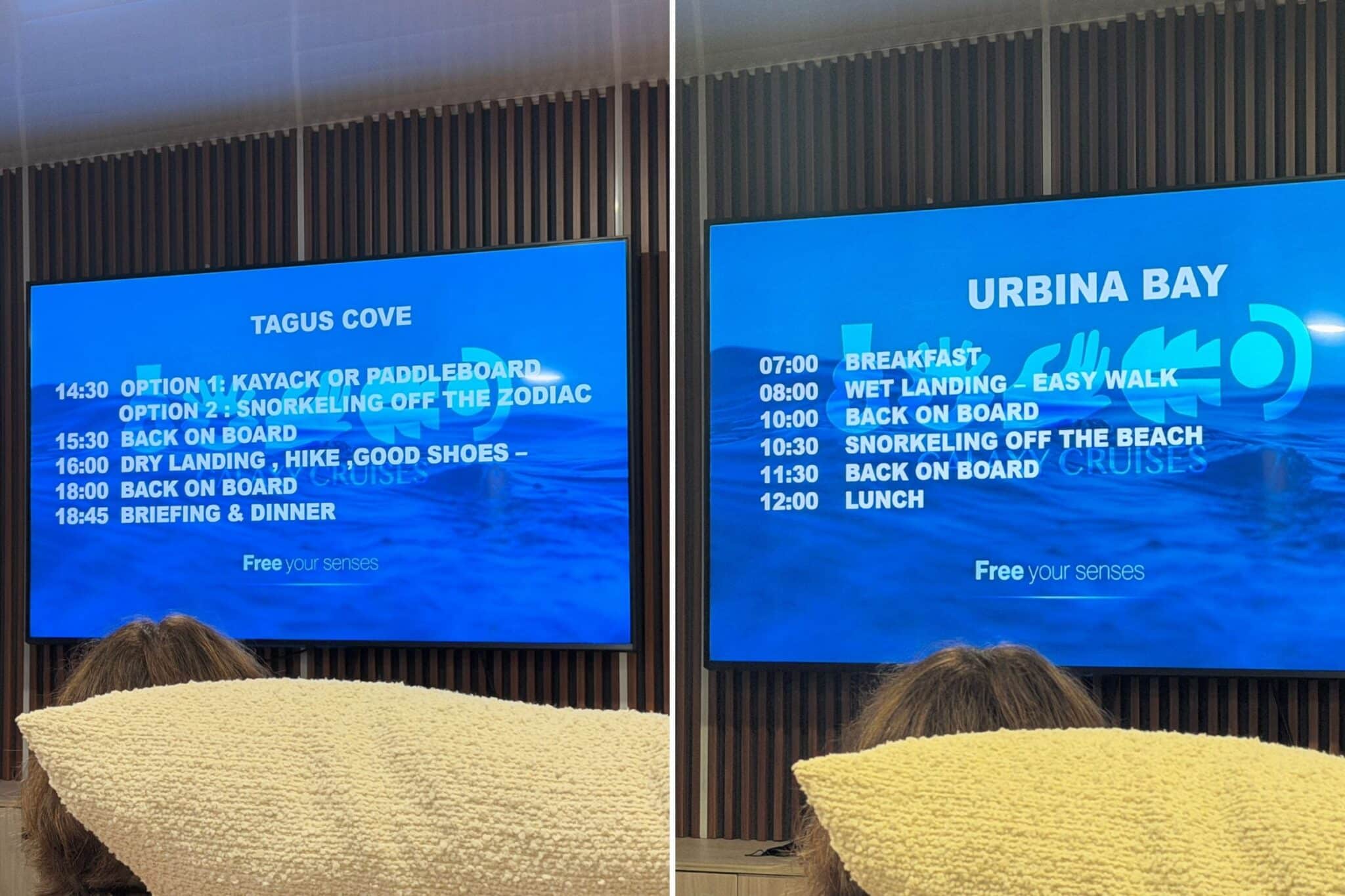 our planned agenda for tagus cove and urbina bay