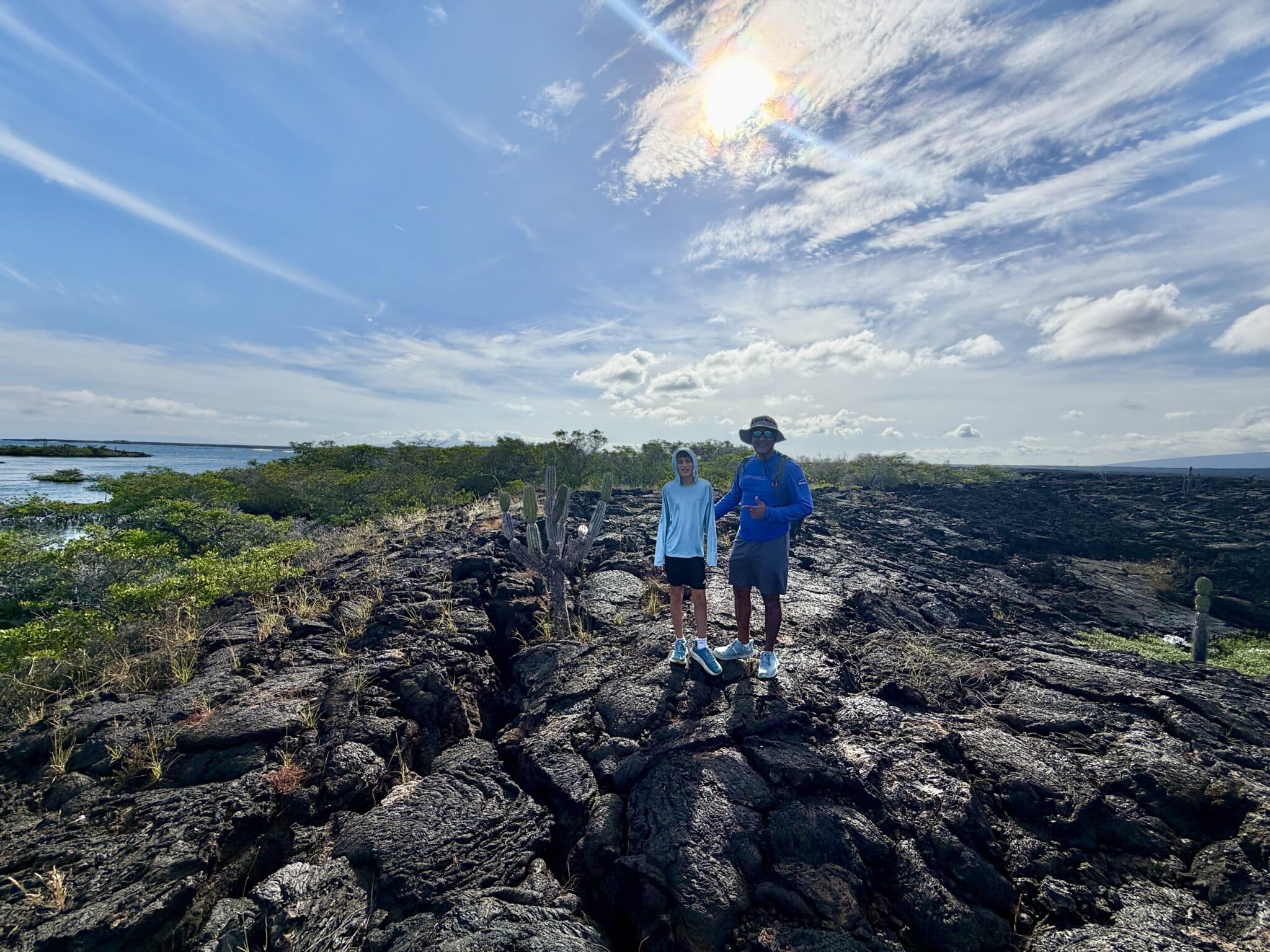 my family hiking in the galapagos