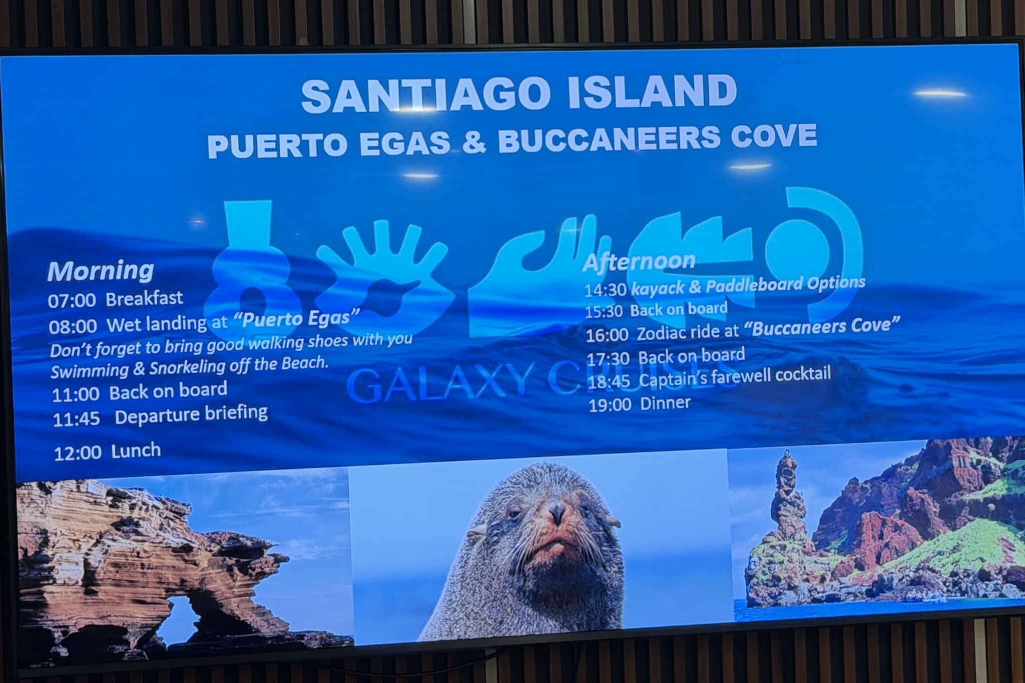 our itinerary at santiago island in galapagos