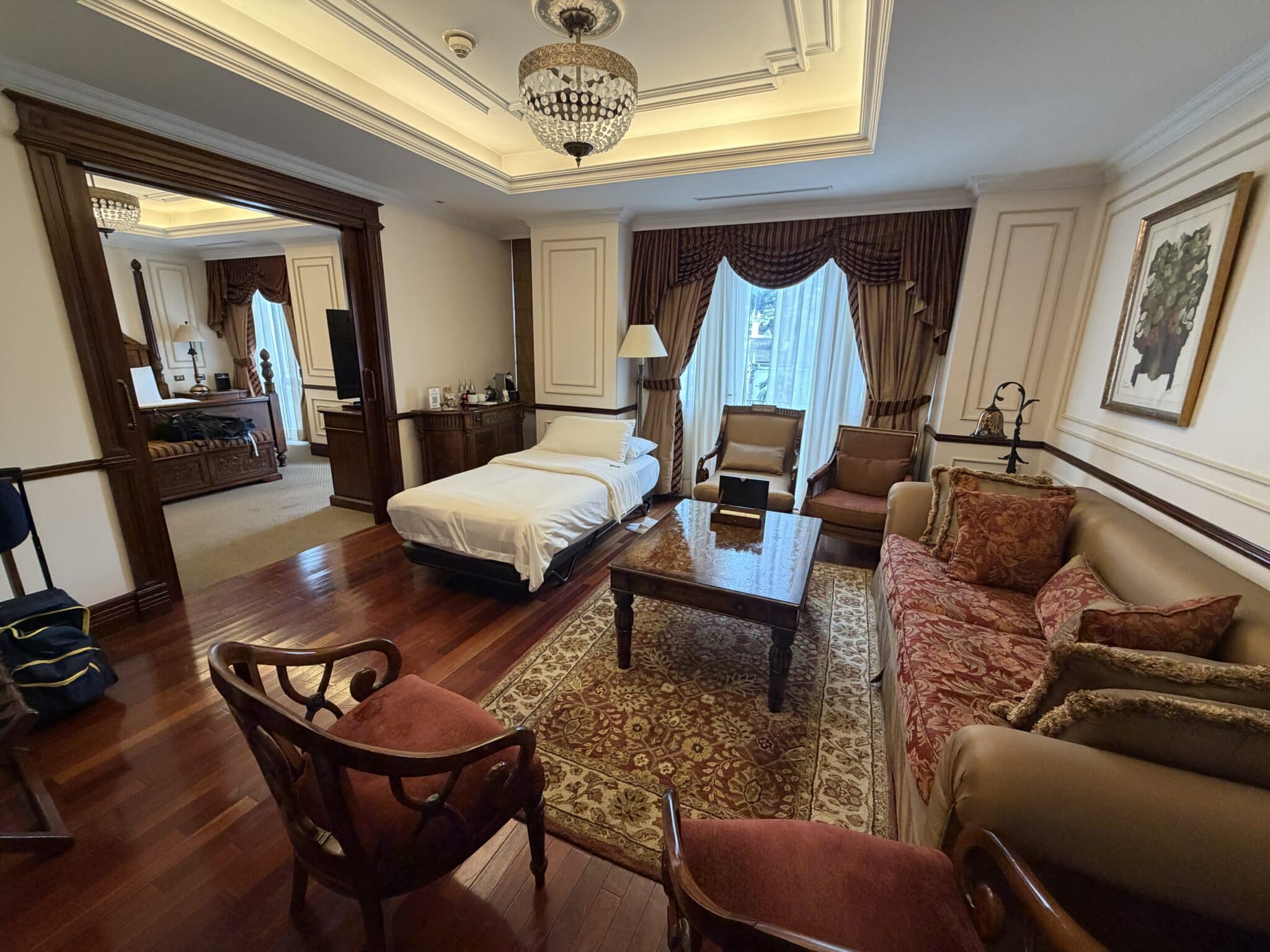 living room in the presidential suite at hotel plaza grande in quito