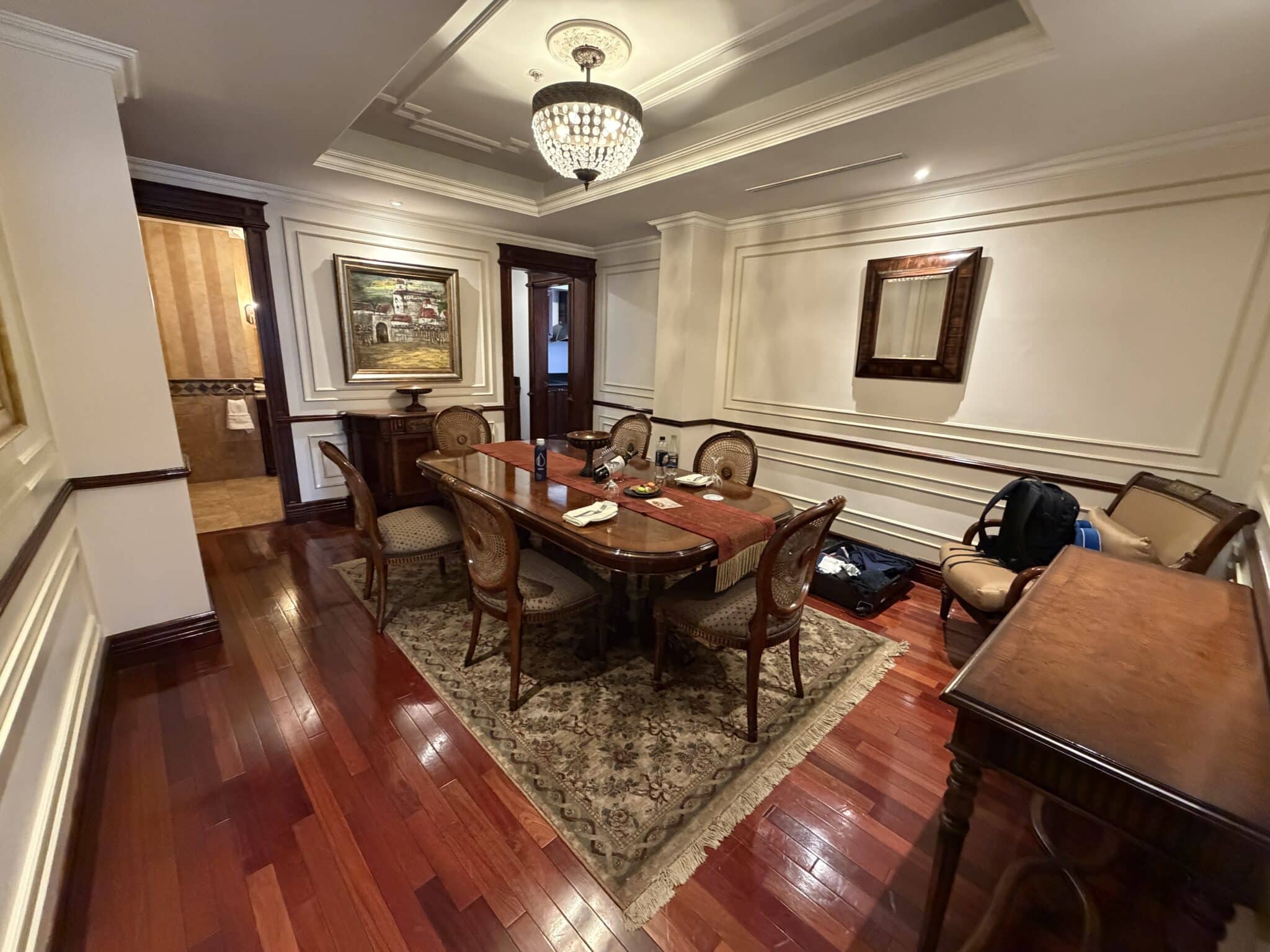 dining room in the presidential suite at hotel plaza grande in quito