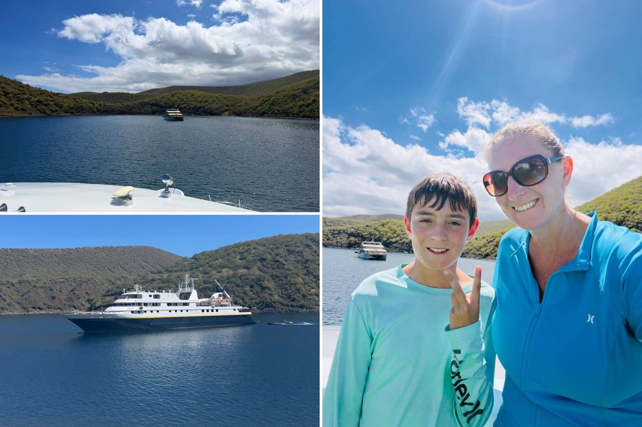 me and my son at tagus cove in the galapagos