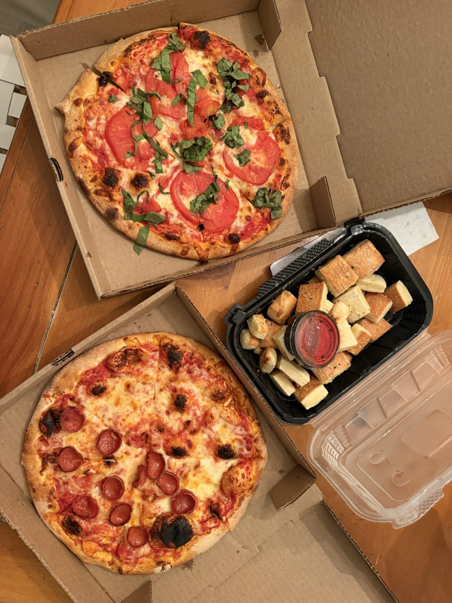 pizza and dough bites from Pizza Social in Anna Maria