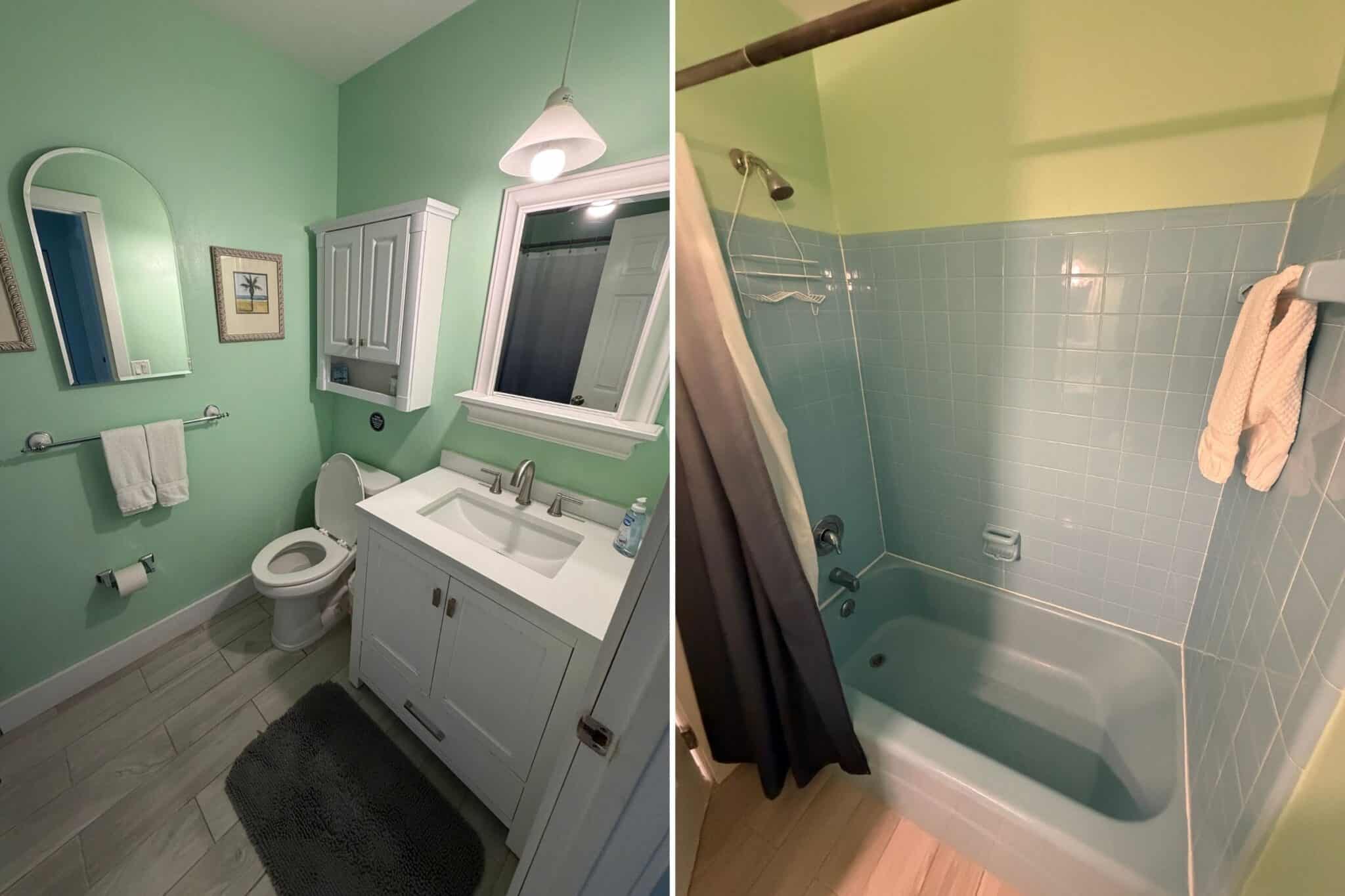 the bathroom in our condo at Sand & Sea on Anna Maria Island