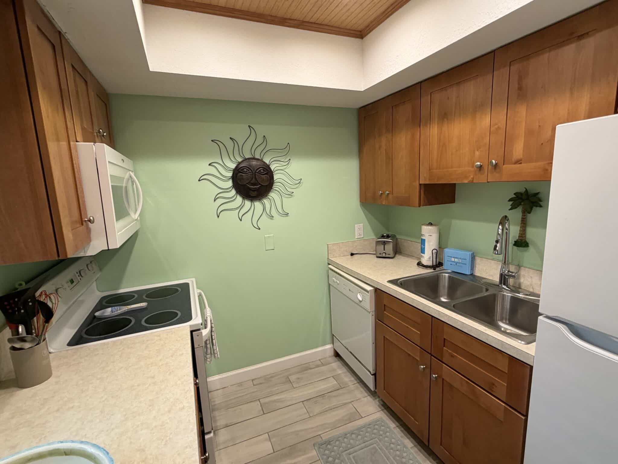 the kitchen in Unit 109A at Sand & Sea on Anna Maria Island